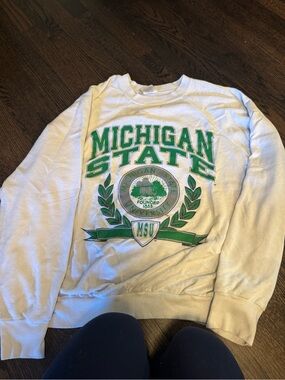 Vintage Michigan State University White & Green Crewneck Sweatshirt